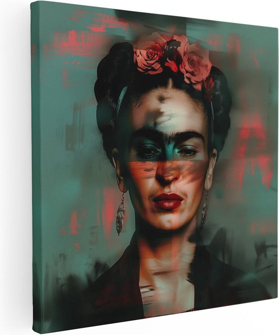 Artaza Canvas Schilderij Portret van Frida Kahlo - 60x60 - Muurdecoratie - Foto Op Canvas - Canvas Print