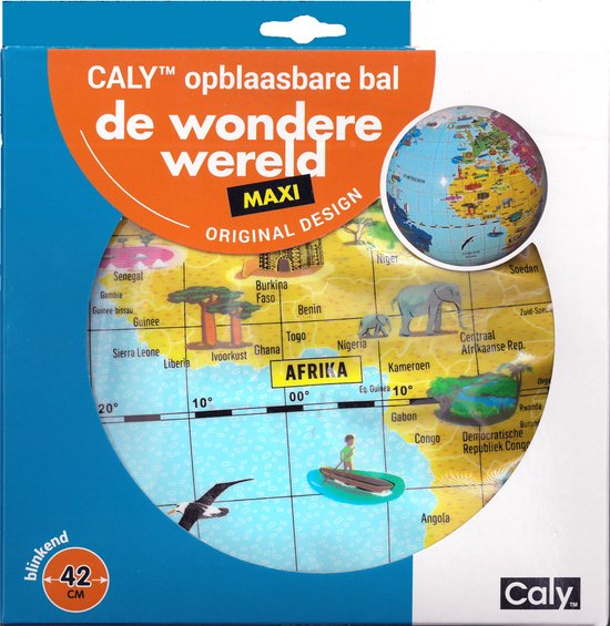 Opblaasbare wereld bal 42 cm De Wondere Wereld