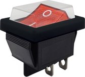 ProRide® Wipschakelaar ON-OFF KCD4-202 - met Zwart Beschermkapje - 2 Polig - 250V/16A - 30x22mm - Rood zonder controlelampje