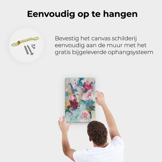 Artaza Canvas Schilderij Bloemen Abstract - 20x30 cm - Klein - Muurdecoratie Canvas Schilderijen Woonkamer - Wanddecoratie Abstracte Kunst - Schilderijen Op Canvas