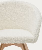 Kave Home - Chaise pivotante Marvin avec sboucle blanc et pieds en hêtre massif, finition naturelle
