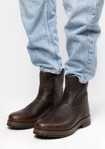 Sacha - Heren - Donkerbruine leren boots met imitatiebont - Maat 46