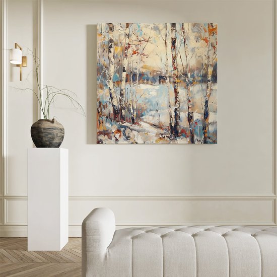 Artaza Peinture sur toile représentant des bouleaux en hiver - 90 x 90 - Groot - Photo sur toile - Impression sur toile