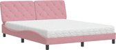 vidaXL-Bed-met-matras-fluweel-roze-160x200-cm