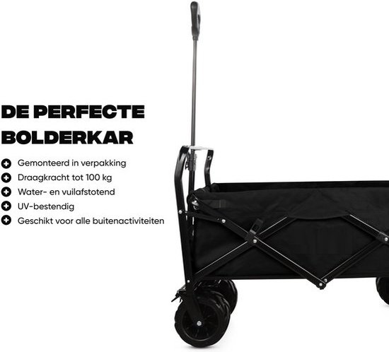 Yar Bolderkar - Inklapbare Bolderwagen/Transportwagen - Opvouwbaar - 80KG Draagkracht - Inklapbare Bolderwagen/Transportwagen - 2 Standen - Wasbaar Polyester - 98x60cm - Zwart van YAR — afbeelding 3