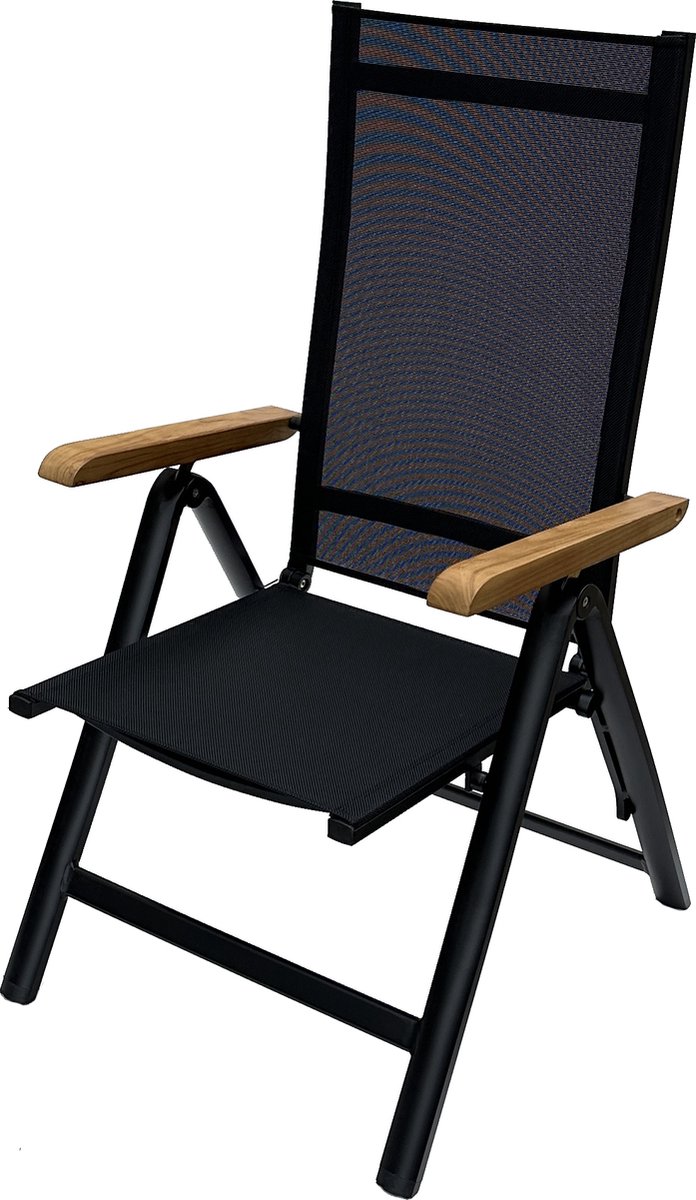 Brulo - Aluminium tuinstoel - ligstoel - strandstoel opvouwbaar - ligstoel- teak zwart