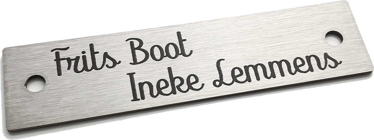 Kirinify – RVS Naambordje voordeur 10 x 2.5 cm – RVS naamplaatje brievenbus – Permanente lasergravering – Schroefbevestiging