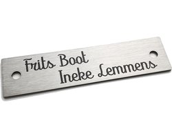 Kirinify – RVS Naambordje voordeur 10 x 2.5 cm – RVS naamplaatje brievenbus – Permanente lasergravering – Schroefbevestiging