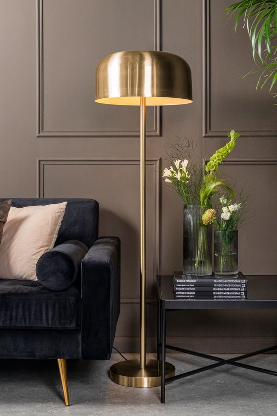 Leitmotiv Vloerlamp Capa - Metaal Mat Geborsteld goud - Ø42x150cm - Modern - Staande lampen voor Woonkamer - Slaapkamer