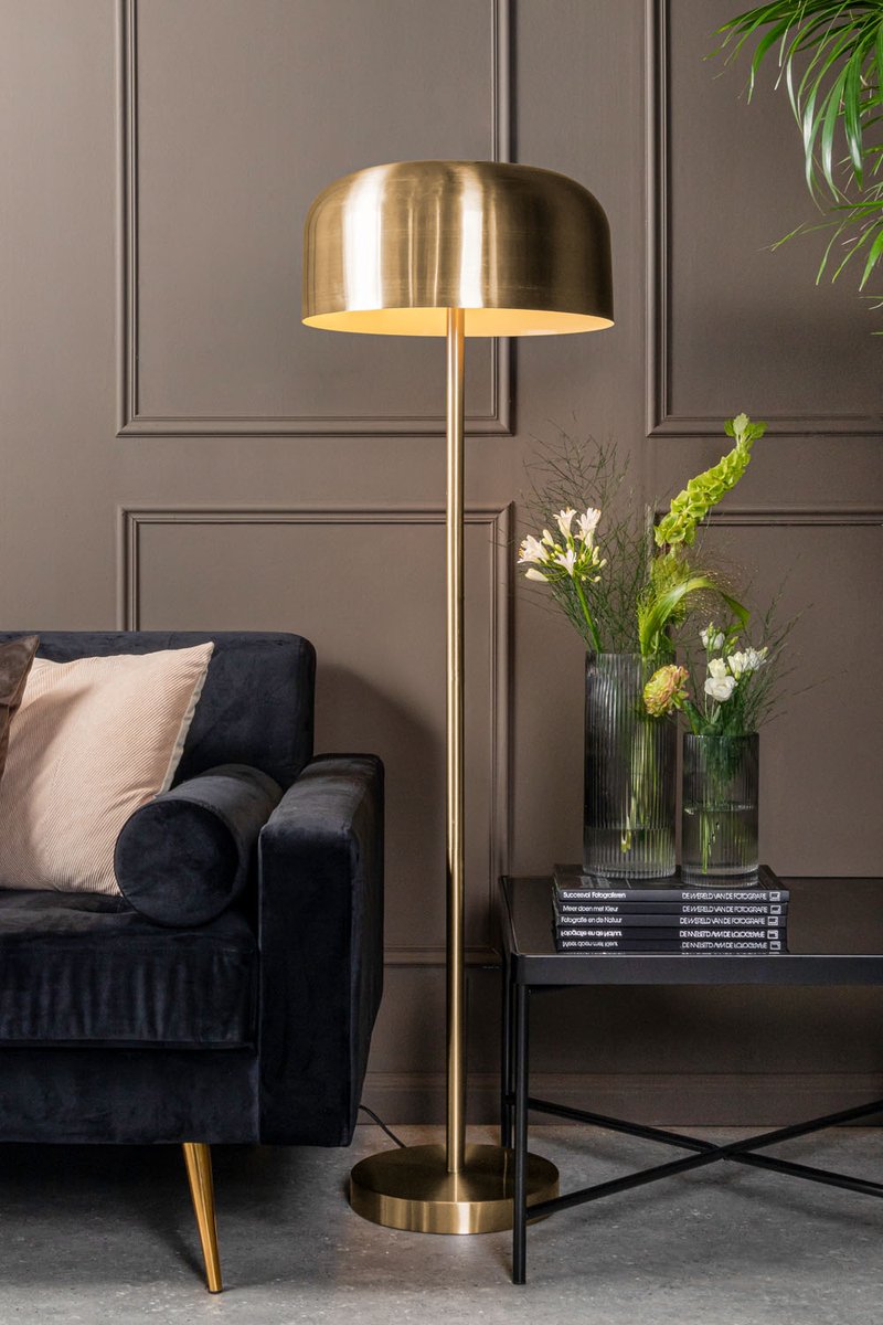 Leitmotiv Vloerlamp Capa - Metaal Mat Geborsteld goud - Ø42x150cm - Modern - Staande lampen voor Woonkamer - Slaapkamer