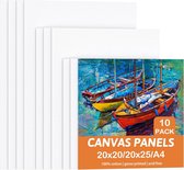 Canvas om te beschilderen, set van 100% katoen (10 stuks), voorgespannen witte schildersdoeken om te schilderen, structuurpasta, canvas, schilderkarton, geschikt voor acrylolieverf, beginners,