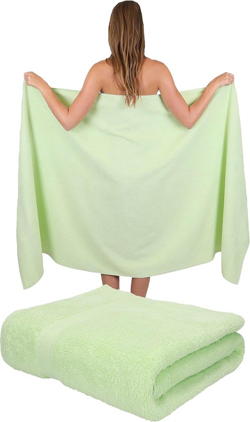 2 stuks badhanddoeken groot XXL, afmetingen 100 x 200 cm, badhanddoek, saunahanddoek, 100% katoen, kleur groen