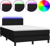 vidaXL - Boxspring - met - matras - en - LED - stof - zwart - 120x190 - cm