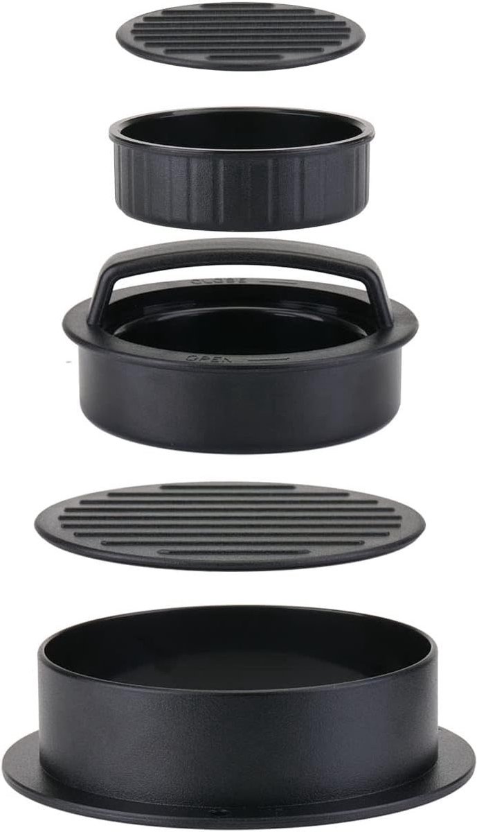 3-in-1 burgerpersset, hamburgerpasteitjespers, hamburgerpers met, vaatwasmachinebestendige burgervorm voor burgers/veggieburgers/gehaktballetjes/pasteitje