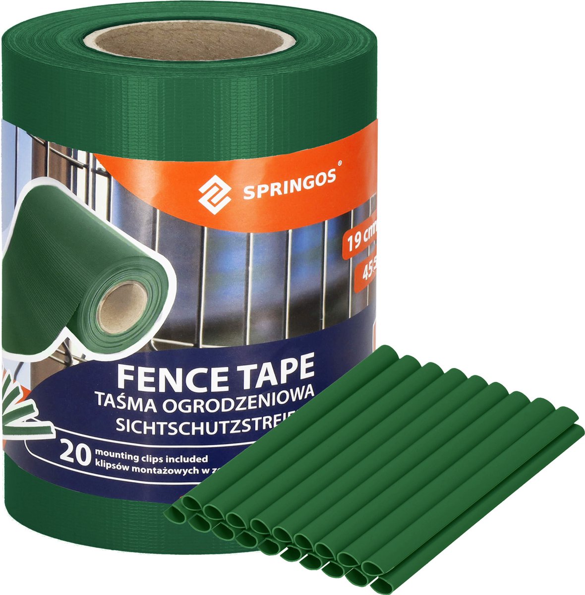 Springos Vlechtband | Privacyfolie | Vlechtband Voor Tuinafsluiting | PVC | 35 m x 19 cm 450 g/m2 | Groen