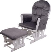 Relaxfauteuil MCW-C76, schommelstoel met kruk ~ fluweel, grijs, frame wit