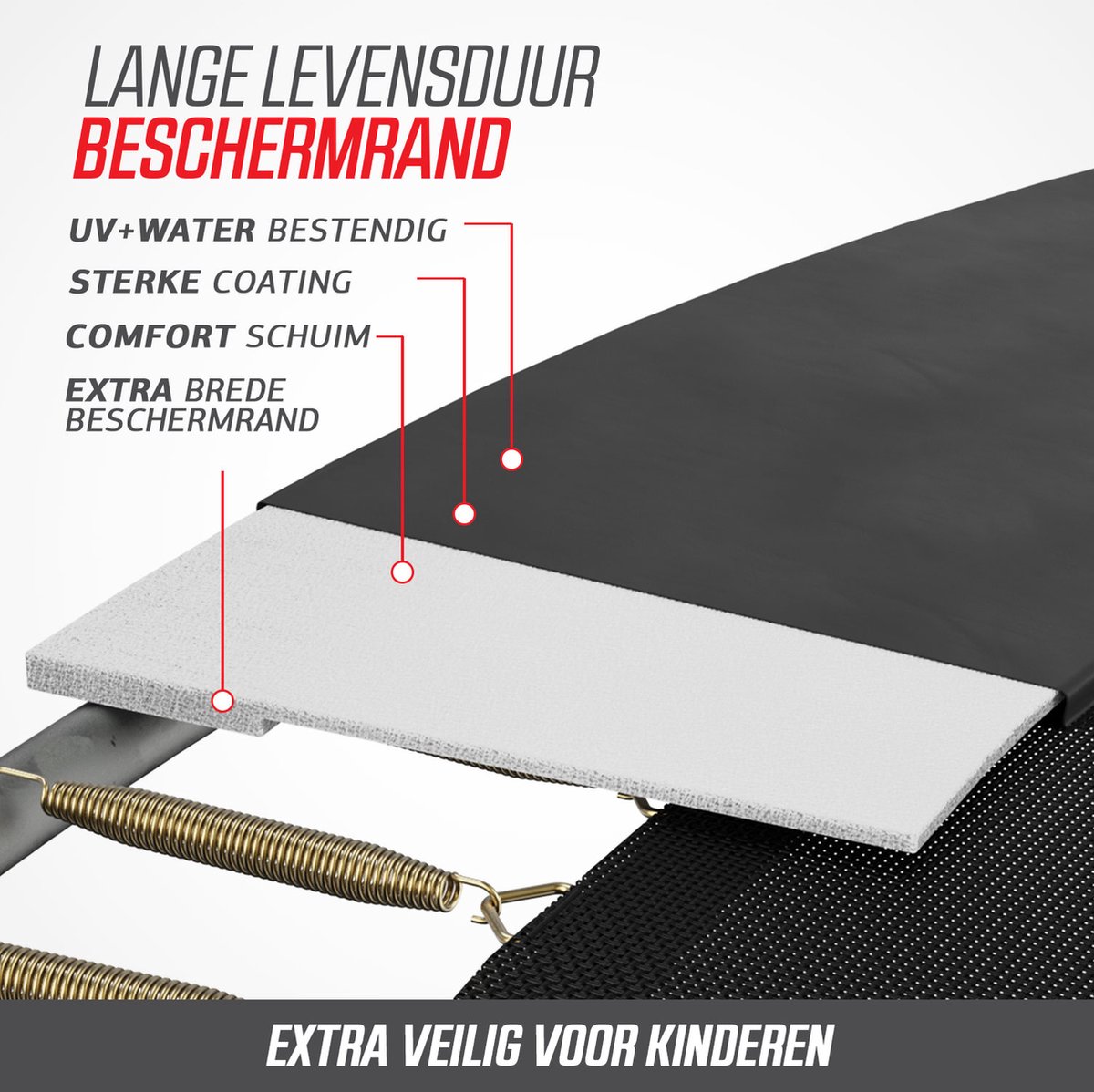 BERG SPORTS Favorit InGround 380 Trampoline - AirFlow Springdoek - Zwart — afbeelding 11