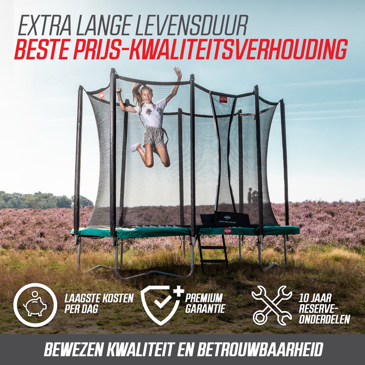 BERG SPORTS Ultim Favorit InGround 330 Trampoline - AirFlow Springdoek - Grijs – foto 4