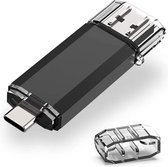 Nieuwe Drive Usb Flash OTG-1 to- Drive USB-2 en 1-clé Usb Micro Type-C pour téléphone Android- Zwart