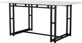 Sweiko 140x80cm Licht Luxe Eettafel,(1-St), Wit, Metalen Frame Rechthoekige Eettafel in Moderne Keuken Tafel met Metalen Benen voor Eetkamer Woonkamer, Zwarte Tafelpoten