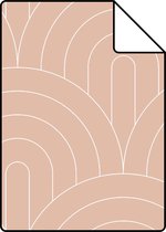 Proefstaal ESTAhome behangpapier art deco bogen perzik roze - 139218 - 26,5 x 21 cm