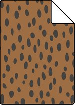 Proefstaal ESTAhome behangpapier stippen warm oranje en zwart - 139257 - 26,5 x 21 cm