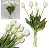 Siliconen Tulpen, Wit, Levensecht, Boeket van 5