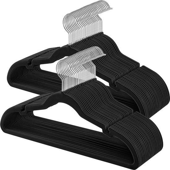 Trouser Hangers, set van 30 fluwelen hangers met verstelbare clips, 42