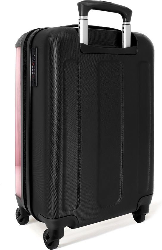 NoBoringSuitcases.com® - Valise cabine enfant Hibou de dessin animé rose sur fond rose - Bagage à main - Valise de voyage pour fille - Valise chariot - Valises 55x40x20 cm - 55x35x25 cm