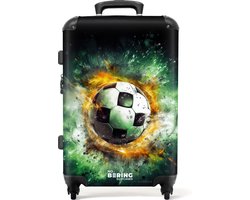 NoBoringSuitcases.com NoBoringSuitcases.com® - Kinderkoffer jongen - Voetbal groen - Kindertrolley jongens - Koffer kind groot - Rolkoffer lichtgewicht - Kinder valies - 20 kg bagage