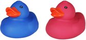 Badeendjes - rubber - 2 stuks - blauw en roze - 5 cm - kunststof - bad speelgoed