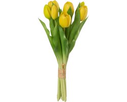 J-Line boeket Tulpen 5 stuks - kunststof - geel - small