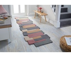 Flycarpets Loper Abstract Modern Stracto Collage - Organische Vorm Vloerkleed - Roze / Beige - 60x230 cm