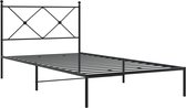 vidaXL - Bedframe - met - hoofdbord - metaal - zwart - 107x203 - cm