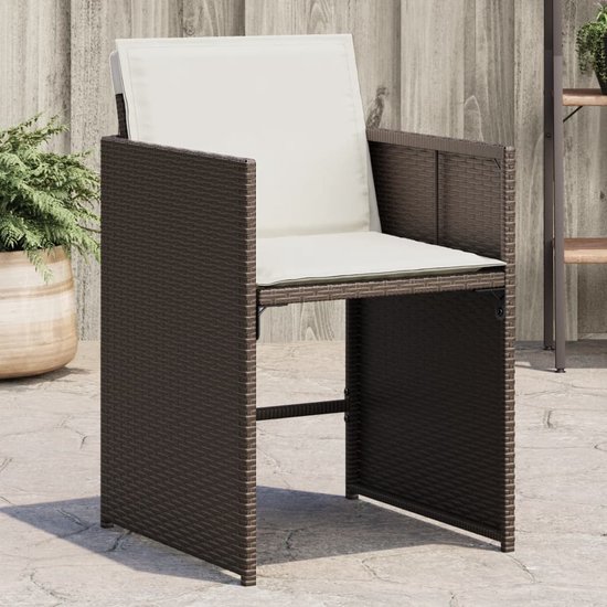 vidaXL - Tuinstoelen - 4 - st - met - kussens - poly - rattan - bruin
