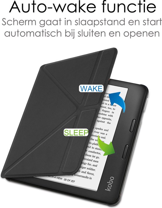 Hoes Geschikt voor Kobo Libra 2 Hoesje Bookcase Cover Book Case Hoes Sleepcover Trifold Met Screenprotector - Zwart van Merkloos — afbeelding 5