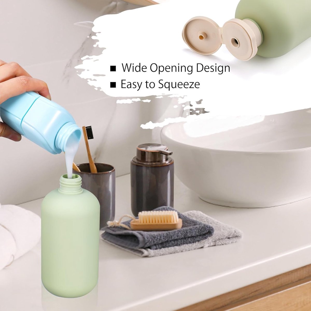 Lot de 4 bouteilles de voyage en silicone pour articles de