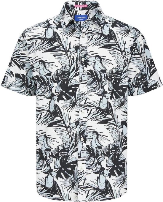 Jack & Jones Overhemd Jorjoshua Aruba Aop Shirt Ss 12255196 Cloud Dancer Mannen Maat - S