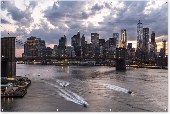 Muurdecoratie New York - Brooklyn Bridge - Manhattan - 180x120 cm - Tuinposter - Tuindoek - Buitenposter