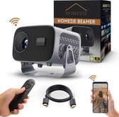 Homezie Beamer | Inclusief HDMI kabel & Afstandsbediening | Scherm Spiegelen vanaf iPhone & Android | Keystone correctie | 4K support | Android 11 | Projector