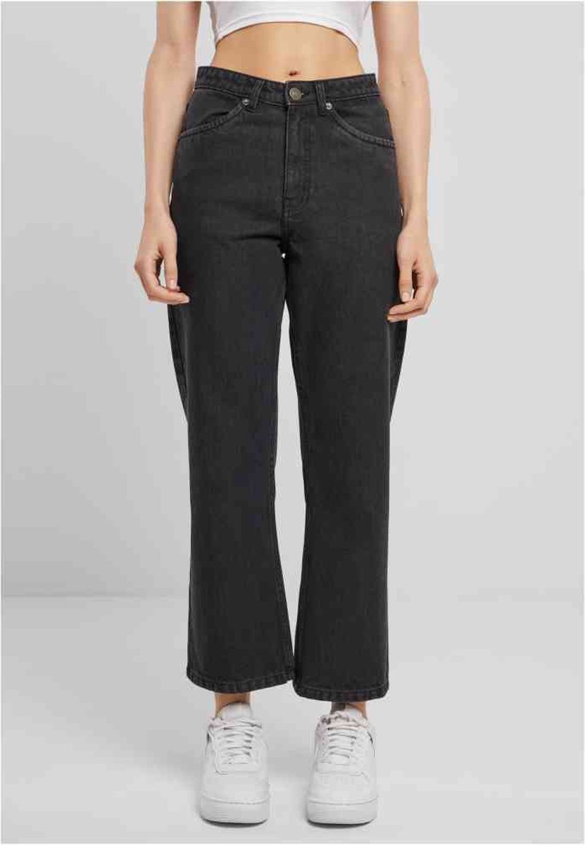 Urban Classics Cropped Straight Leg Broek rechte pijpen Taille 30 inch Zwart
