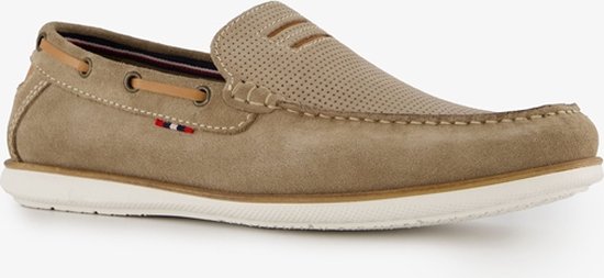 Van Beers suede heren instappers beige - Maat 42 - Echt leer