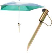 Support de parasol en acier - manchon de sol pour le jardin - piquet de pelouse pour parasols - pied de parasol avec poignée - piquet de sol avec mât de diamètre 30-42 mm (doré)