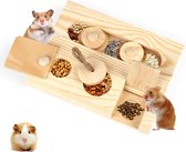 Speelgoed voor hamsters, speelgoed voor kleine dieren, 6 in 1 houten foerageerspeelgoed, geschikt voor hamsters, cavia's, konijnen, chinchilla, konijn