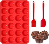 Mini Muffins bakvorm, siliconen muffinvorm voor 24 kopjes, mini-muffinvormen met antiaanbaklaag, cupcakevormen, BPA-vrij en vaatwasmachinebestendig, voor minicupcakes, brownies, cakes, pudding (pakje