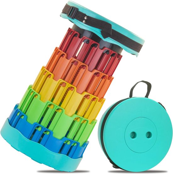 AKOLAFE Opvouwbare kruk, opvouwbaar, licht, 26 x 23 x 30 cm, mini draagbare klapkruk, 150 kg, maximaal belastbaar, campingkruk, metaal, campingkruk, licht, blauw, klapstoel voor onderweg, outdoor