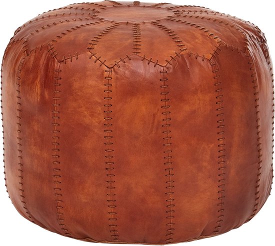 tabouret cuir véritable marron 52 x 40 x 52 cm pouf salon | Tabouret ottoman Design oriental | Tabouret rembourré Canapé repose-jambes Orient