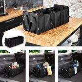 Vario-Box Opvouwbare auto-organizer, in grootte verstelbare kofferbak-tas met klittenbandbevestiging aan de bodem, grote vouwmand-box, opvouwbare box, zwart, 72 x 33 x 30 cm