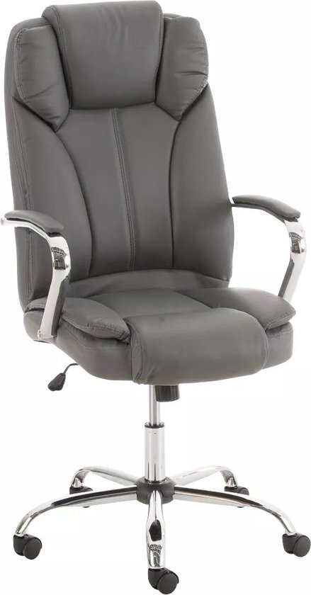 In And OutdoorMatch Bureaustoel Unido - Grijs - Op wielen - Kunstleer - Ergonomische bureaustoel - Voor volwassenen - Hoogte verstelbaar 45-55cm