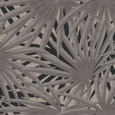 Bloemen behang Profhome 378612-GU vliesbehang glad met bloemen patroon mat grijs zwart 5,33 m2